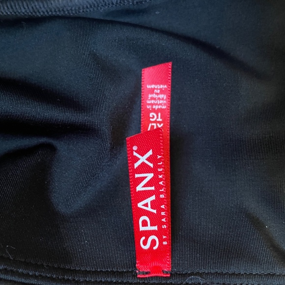 Spanx Faux Leather Black Leggings with White Stripe - Picture 11 of 12